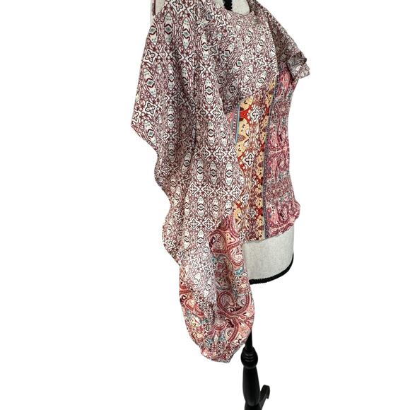 INC Large Cropped Top Geometric Smocked Off-Shoulder Ruffled Balloon Sleeves - Picture 4 of 9